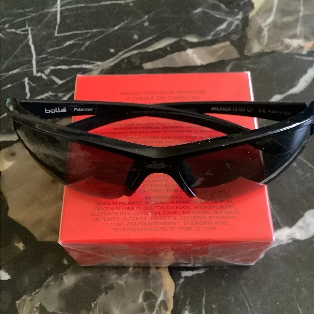 Bolle breaker 12107 GT black on black wraparound polarized sunglasses